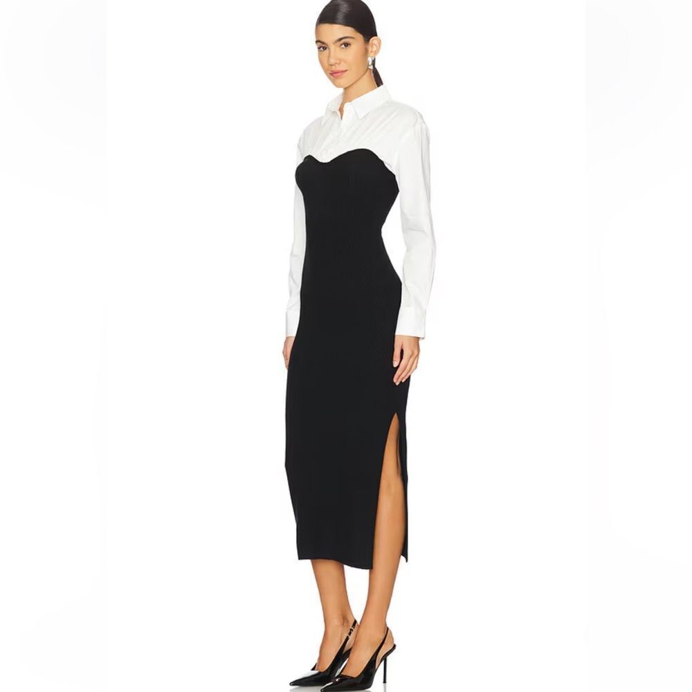 Astr The Label Allyn Dress Black & White
 Long Sleeve knit poplin Revolve XL - Picture 3 of 10
